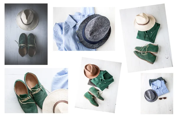 Collage Set aus verschiedenen Kleidungsstücken und Accessoires für Männer — Stockfoto
