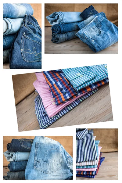 Kolaż zestaw różnych ubrań i akcesoriów dla mężczyzn — Zdjęcie stockowe