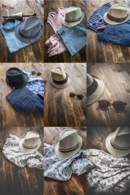 Erkekler için çeşitli giysi ve aksesuar seti