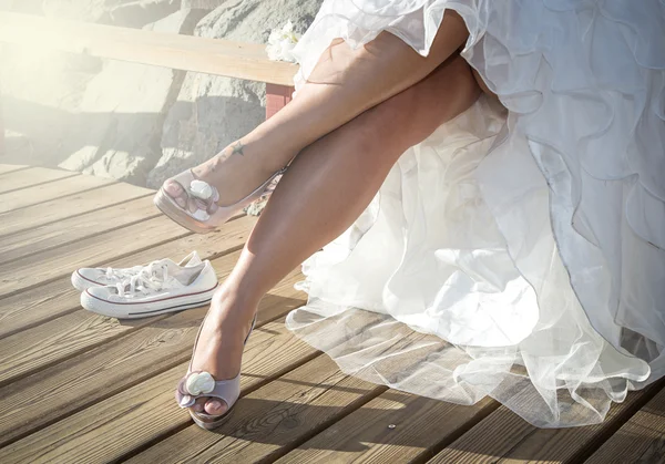 Bruiloft dag op zee — Stockfoto