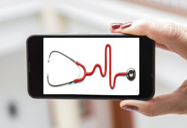 Telefon genel kavram sağlık ve Tıp: işaretler o ile eller kadın