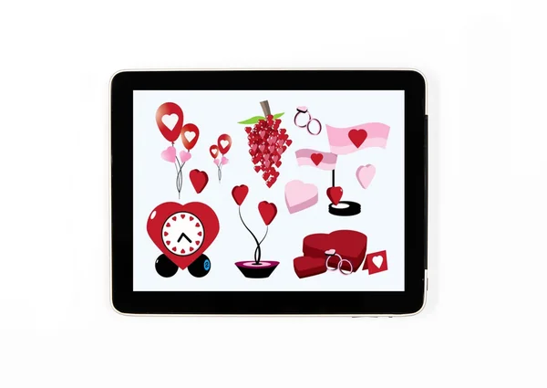 Kavram Sevgililer günü işaretleri tablet: işaretleri Valentine's gün o — Stok fotoğraf