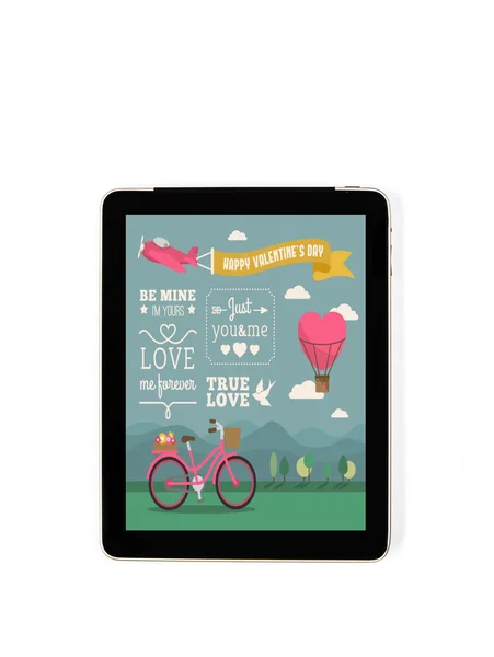 Concepto de la tableta Señales del Día de San Valentín: Signos del Día de San Valentín o —  Fotos de Stock