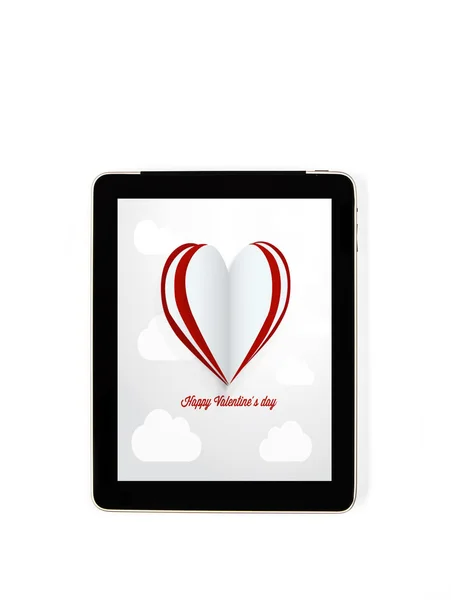 Tablet concept Valentine 's Day signs: Signs of Valentine' s Day o — стоковое фото