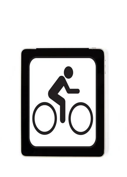 Tablette concept signes sportifs : signes de sport sur l'écran d'un — Photo