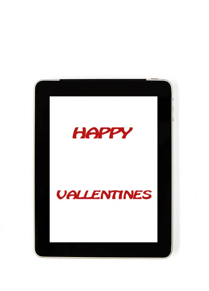 Tablet concept Valentine 's Day signs: Signs of Valentine' s Day o — стоковое фото