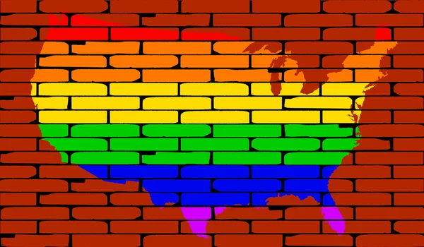 LGBT EUA Mapa Rainbow Wall — Vetor de Stock