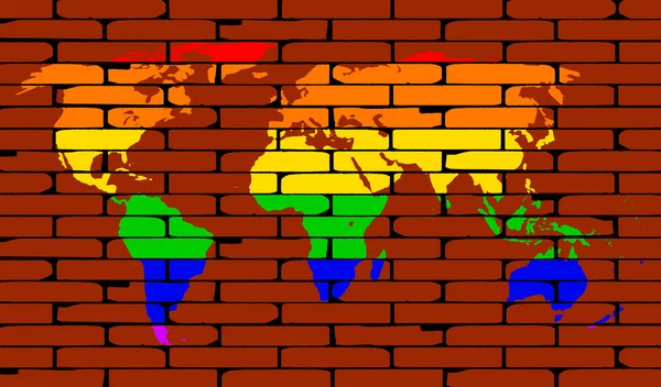 LGBT World Map Rainbow Wall — Stock Vector