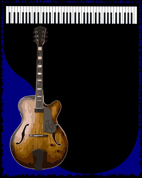 Guitare et fond de piano — Image vectorielle