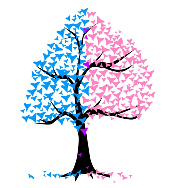 Boy Girl Hearts Tree — Stock Vector