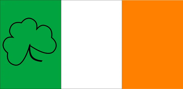 Irische Flagge mit Shamrock-Kontur — Stockvektor