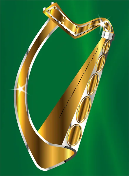 Золотая ирландская арфа — стоковый вектор