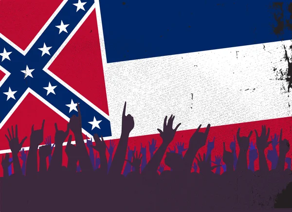 Bandera del Estado de Mississippi con público — Archivo Imágenes Vectoriales