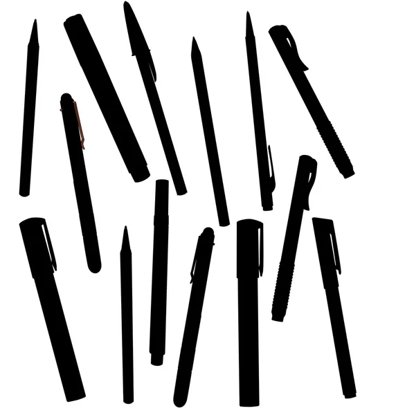 Stylos de bureau Silhouette — Image vectorielle