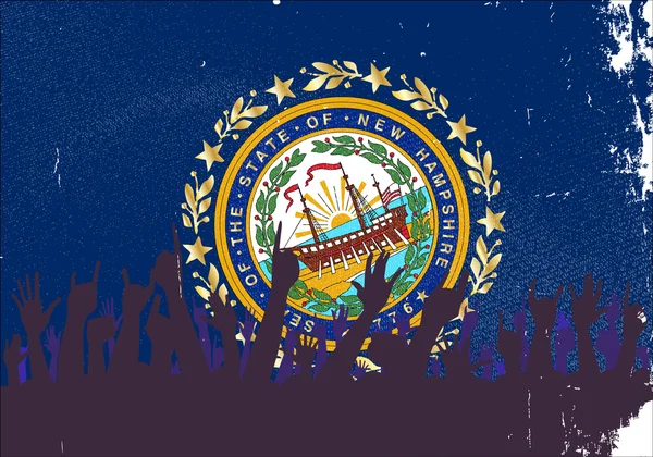 Drapeau de l'État du New Hampshire avec public — Image vectorielle
