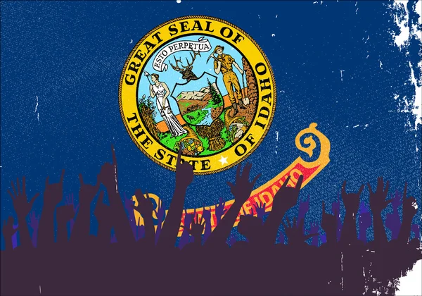 Drapeau de l'État de l'Idaho avec public — Image vectorielle