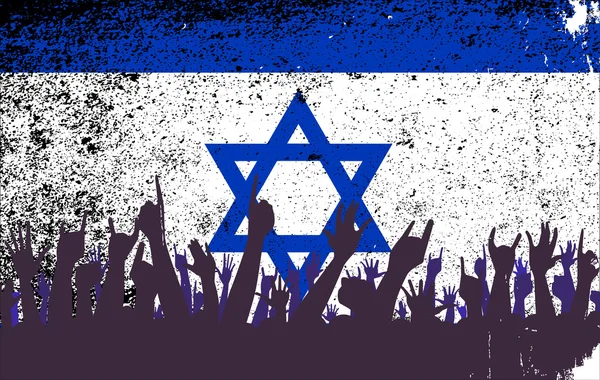 Bandera de Israel con público — Vector de stock