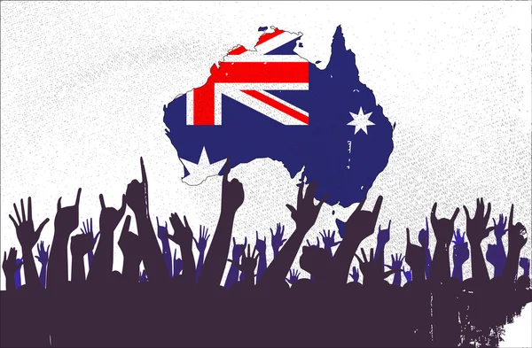 Australian Map And Flag with Audience — Stock Vector