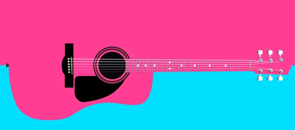 Růžový akustická kytara pozadí — Stockový vektor
