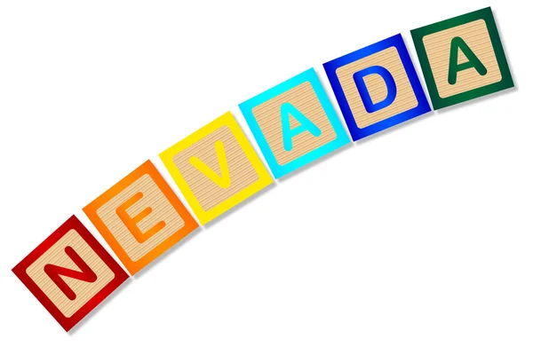 Nevada Wooden Block Letters — Stock Vector