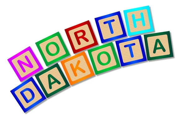 Dakota del Norte Letras en bloque de madera — Vector de stock