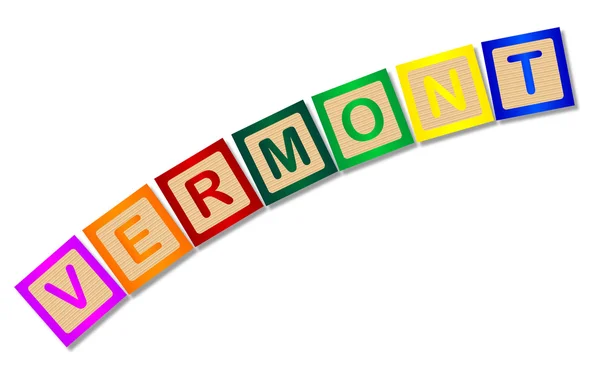 Lettere del blocco di legno del Vermont — Vettoriale Stock