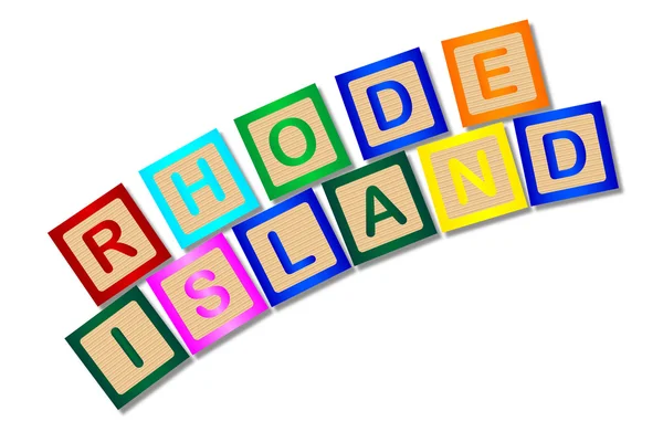 Rhode Island Wooden Block Letters — Stock Vector
