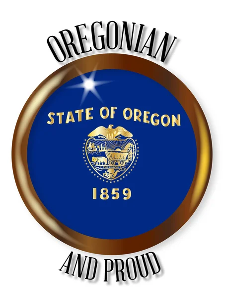 Pulsante della bandiera orgogliosa dell'Oregon — Vettoriale Stock
