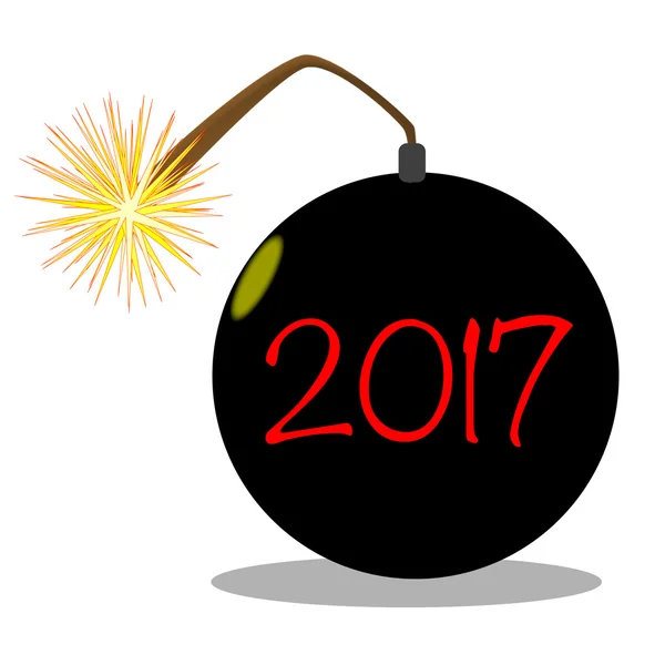 Cartoon 2017 New Year Bomb — Stock Vector