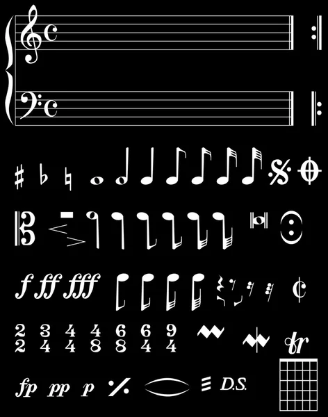 Musical Notation negatief — Stockvector