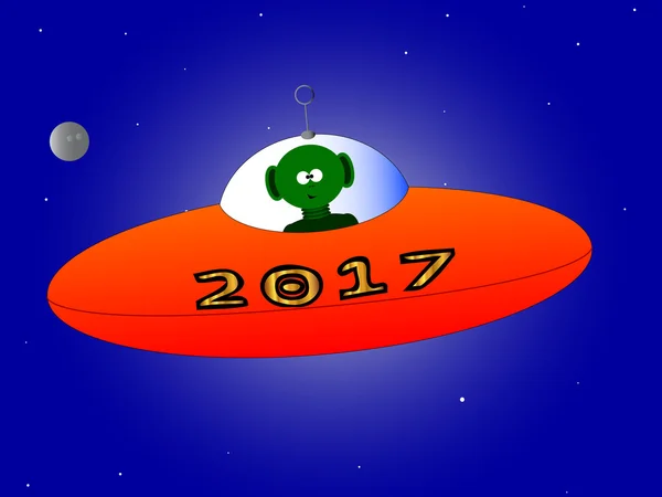 Szczęśliwego nowego roku 2017 Alien — Wektor stockowy