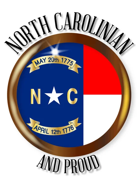 Bouton de drapeau fier de Caroline du Nord — Image vectorielle