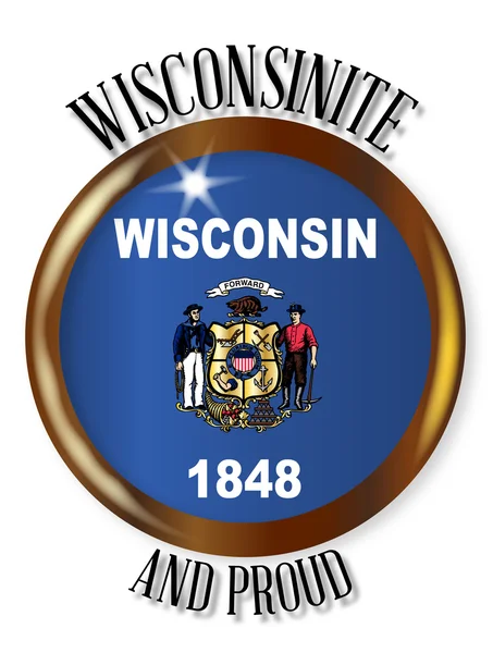 Wisconsin büszke jelző gomb — Stock Vector