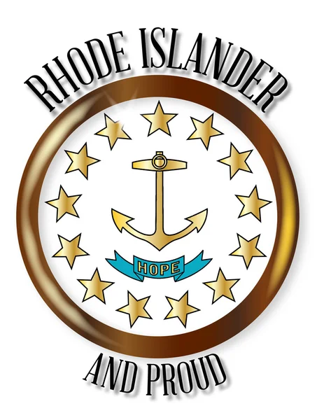 Rhode Island Botão de bandeira orgulhosa — Vetor de Stock