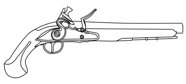 Flintlock Dueling Pistolet contour — Image vectorielle