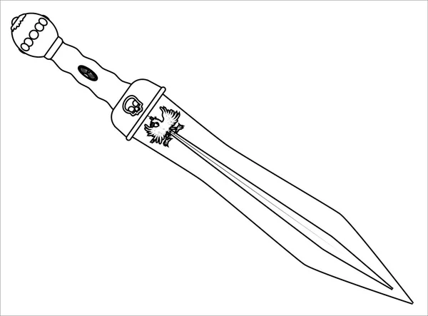 Gladiatore romano Sword Outline — Vettoriale Stock