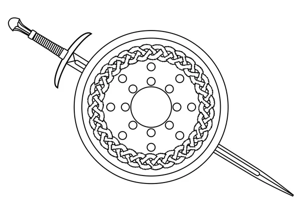 Esboço de Claymore e Escudo — Vetor de Stock