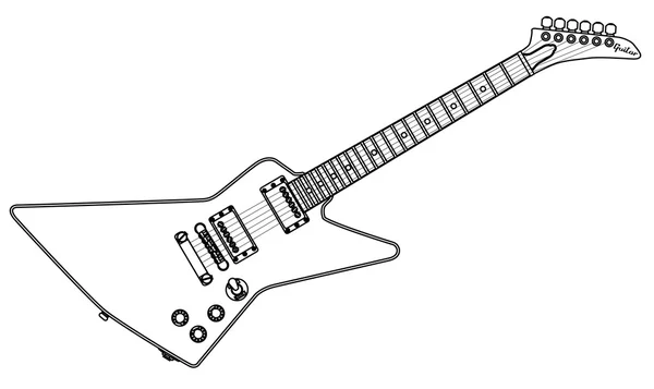 Modern Electric Guitar Outline — Stock Vector