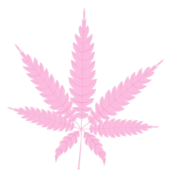 Hoja de cannabis rosa — Vector de stock