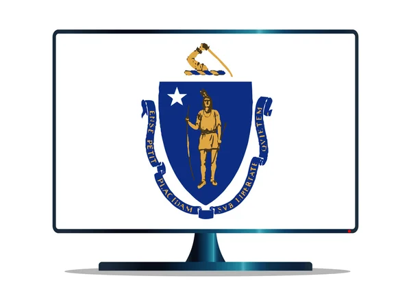 Massachusetts Bandiera TV — Vettoriale Stock