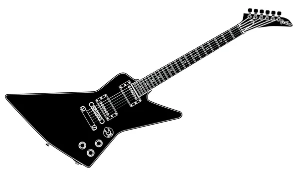 Guitarra blanca y negra — Vector de stock