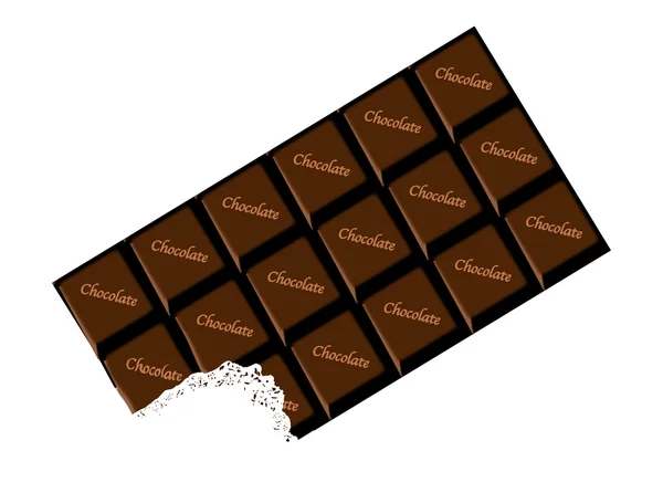 Mordida de barra de chocolate escuro — Vetor de Stock
