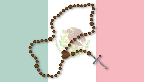 Rosary With Mexican Flag — Stock Vector