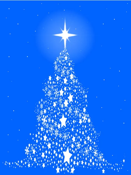 星ちりばめられたスノーフレーク クリスマス ツリー — ストックベクタ