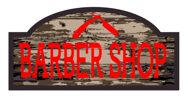 Negozio di barbiere indossato segno negozio di legno — Vettoriale Stock