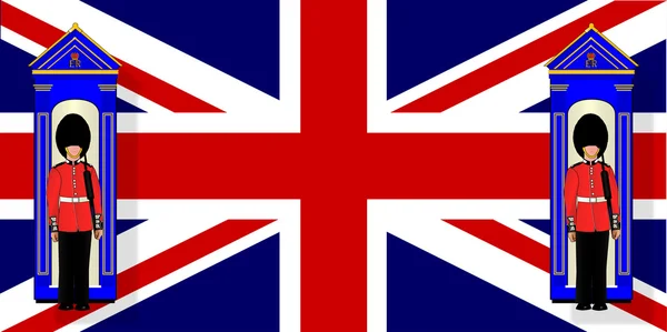 Union Jack med vakter — Stock vektor