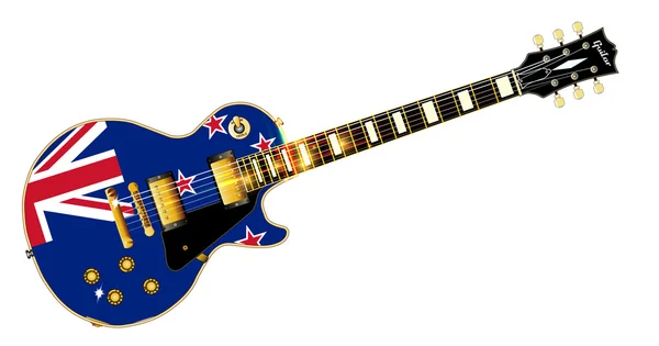 Nova Zelândia Bandeira Guitarra — Vetor de Stock