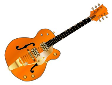Orange Country and Western Guitar clipart