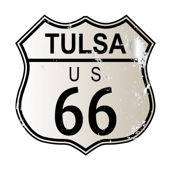 Tulsa Route 66 Highway Sign — Stock Vector