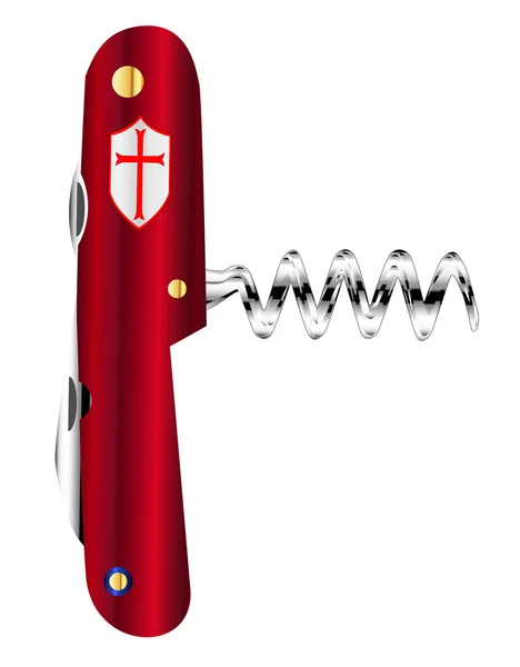 Sacacorchos estilo suizo del cuchillo del ejército — Vector de stock